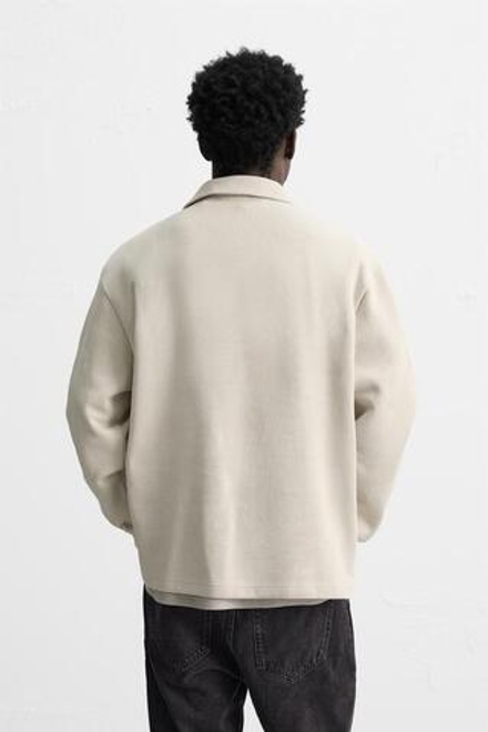 ZARA ПОЛО ИЗ МЯГКОЙ РЕЛЬЕФНОЙ ТКАНИ, ЭКРЮ