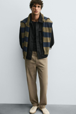 ZARA БРЮКИ STRAIGHT FIT, РЫЖЕВАТО-КОРИЧНЕВЫЙ