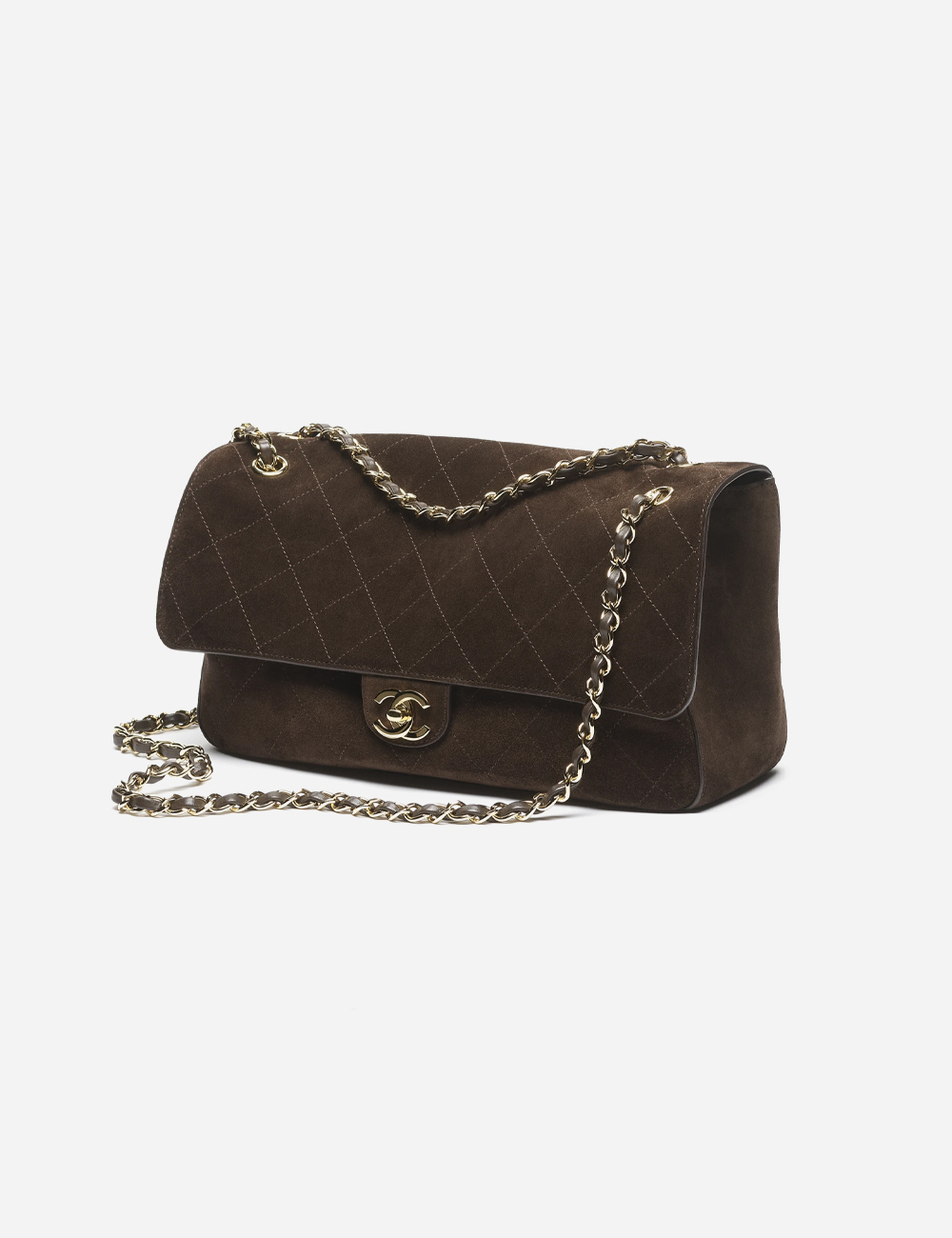 Сумка Chanel Maxi Flapbag Suede Calfskin & Gold Metal "Dark Brown"
