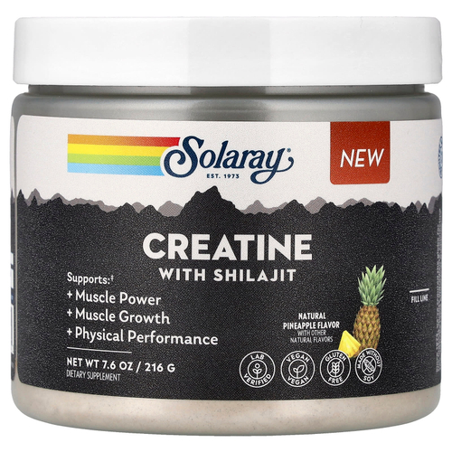 Solaray, креатин с мумие, натуральный ананасовый вкус, 216 г (7,6 унции)