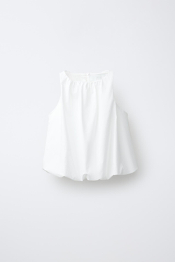 ZARA ТОП ИЗ ПОПЛИНА, БЕЛЫЙ