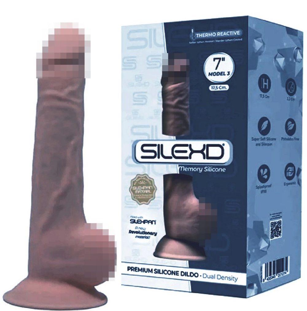 Фаллоимитатор SileXD Model 3 7 на присоске коричневый 17,5 см