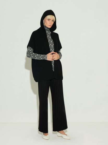 Женские брюки черного цвета из шерсти и шелка - фото 2
