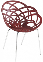 Кресло пластиковое Papatya Flora-ML, хромированный, кирпично-красный матовый
