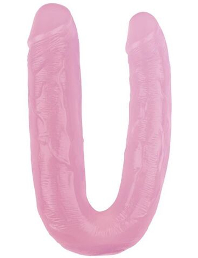 Розовый двусторонний фаллоимитатор 17.7 Inch Dildo - 22,5 см. (Цвет: розовый)