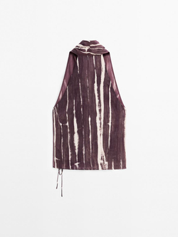 Massimo Dutti Топ внахлест в полоску с горловиной халтер, сиреневый