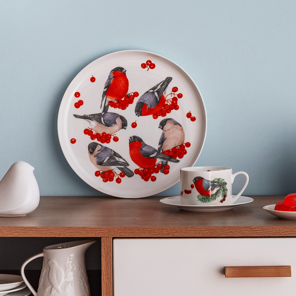 Чайная пара Farforite «Рябиновые бусы» 250 мл в подарочной коробке