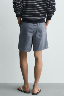 ZARA ШОРТЫ ИЗ ТВИЛА RELAXED FIT, ГОЛУБОЙ