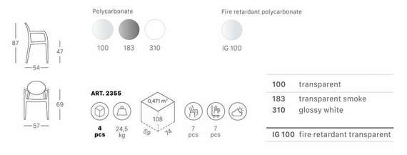 Стул с подлокотниками Igloo прозрачный
