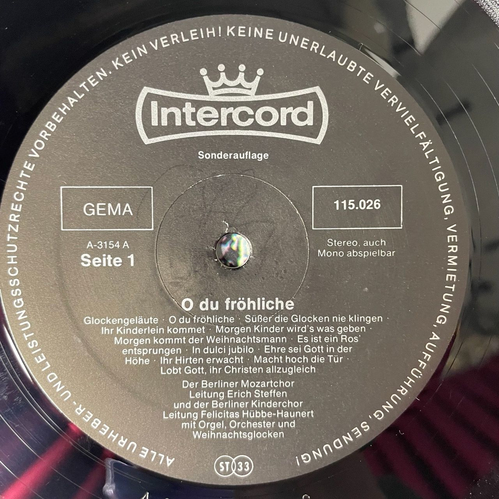 Винтажная виниловая пластинка LP Сборник Немецкие Рождественские песни O Du Frohliche (Germany 1978)