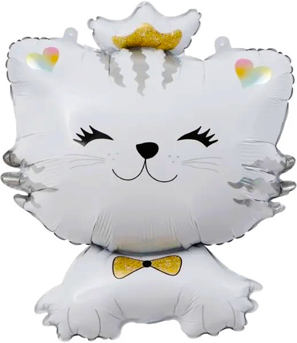 Шар (28''/71 см) Фигура, Котенок Принцесса, Белый, 1 шт.