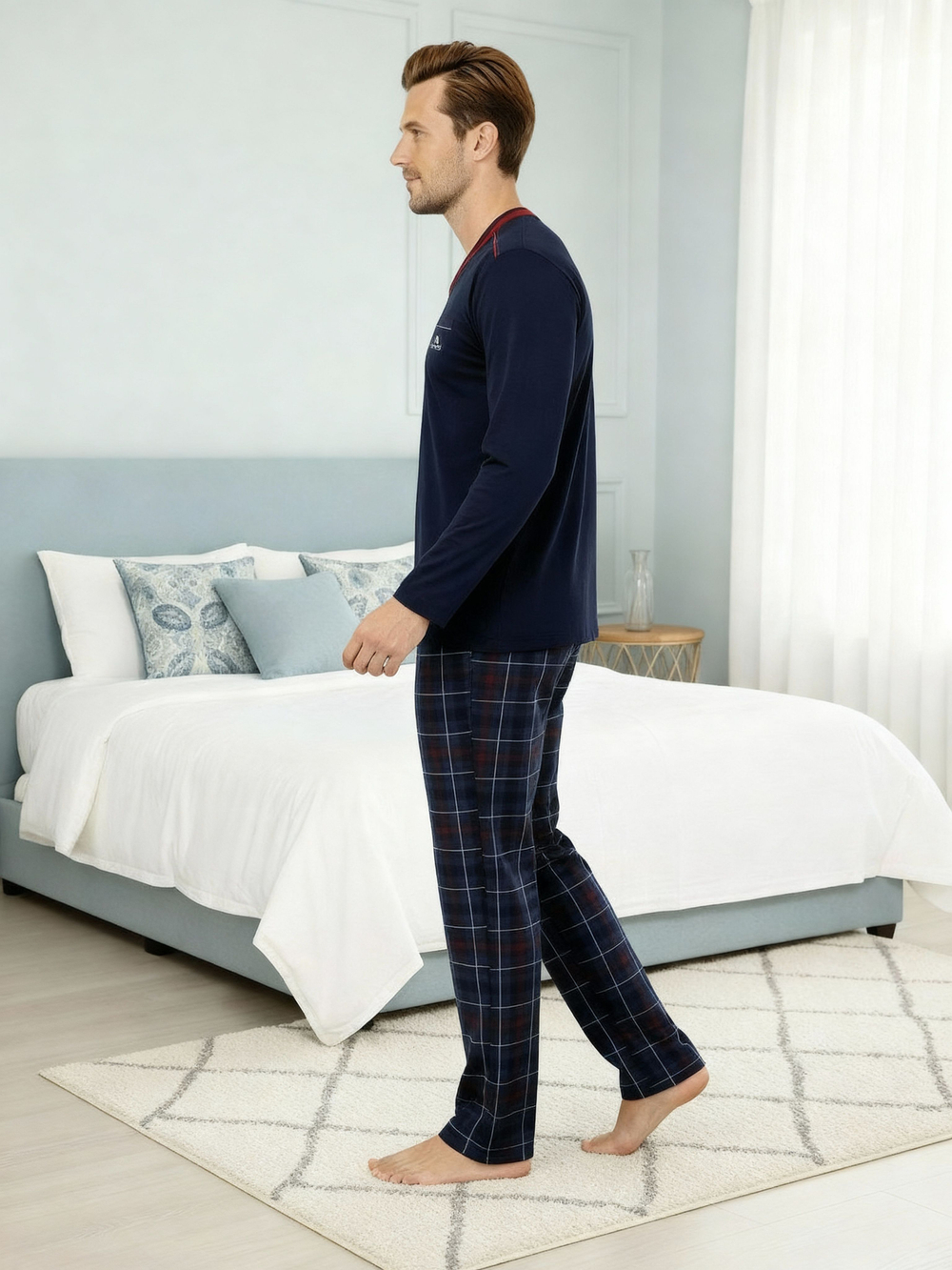 Пижама со штанами с длинным рукавом домашняя одежда костюм