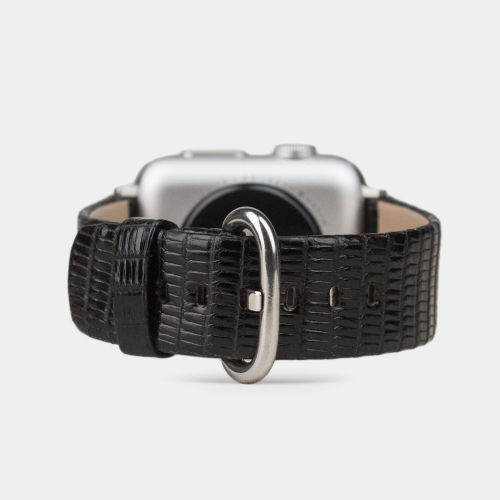 Ремешок для Apple Watch 40/41/42 mm из кожи ящерицы, черного цвета