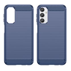 Мягкий чехол синего цвета с дизайном в стиле карбон для Samsung Galaxy A24 4G, серия Carbon от Caseport