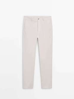 Massimo Dutti Зауженные брюки из твила, цвет льда