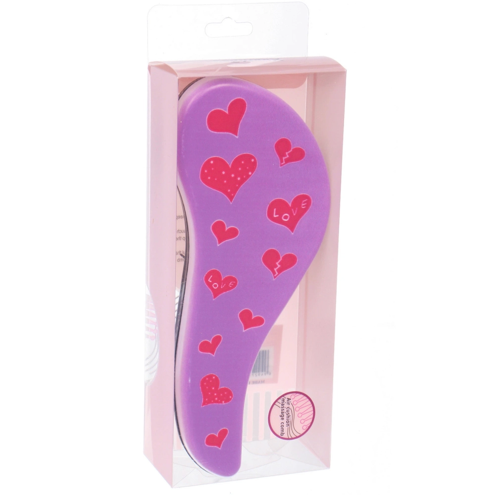 Расческа массажная компактная «АМОР», микс 4 дизайна, 18*7,5см (PVC коробка)