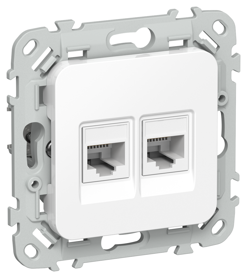 FLITE Розетка 2-местная RJ45/RJ11 категория 5Е/3 UTP РКТ5е/3-2-0-ФлБ белый IEK