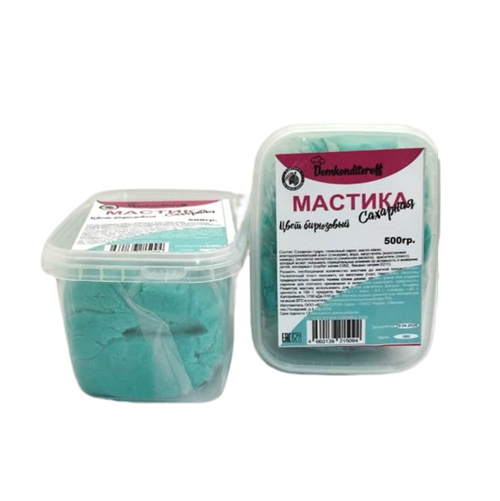 Мастика на какао масле Domkonditeroff 0.5 кг БИРЮЗОВАЯ