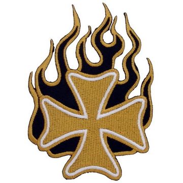Нашивка Крест в огне 70х100 (желтый)