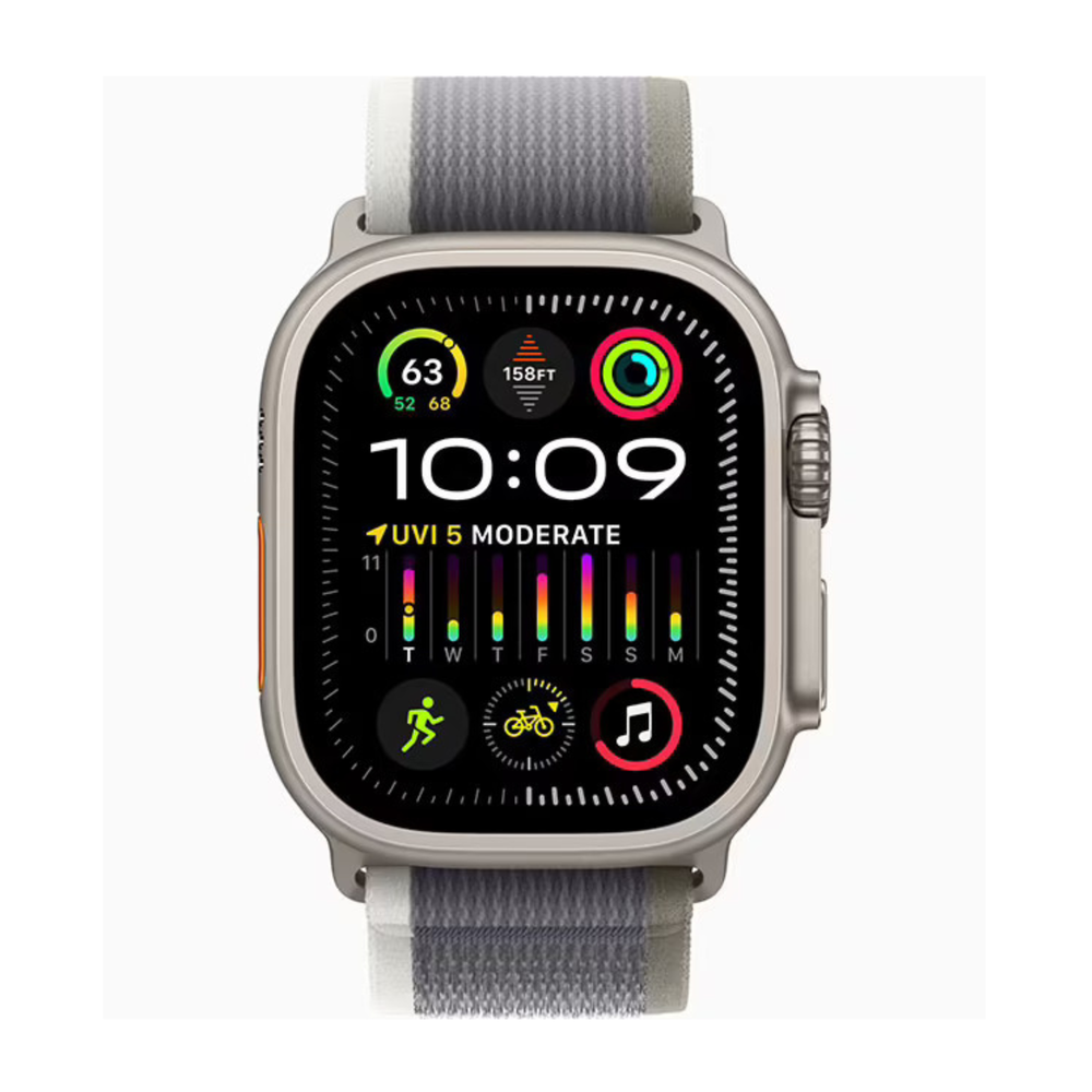 Apple Watch Ultra 2 49mm (2023) Titanium Case with Green/Gray Trail Loop S/M