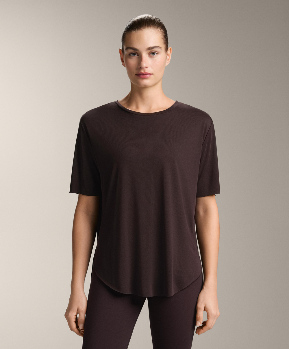 Oysho Футболка из модала с короткими рукавами, шоколадный