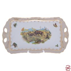 Блюдо квадратное Queen's Crown Aristokrat Охота бежевая 45*25см