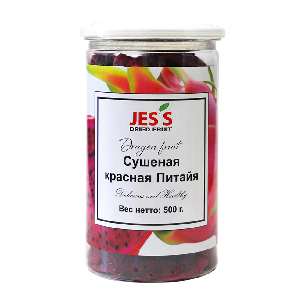 Питайя красная сушеная (в банке) Jes's Dried Fruit Dragon fruit 500 г jess