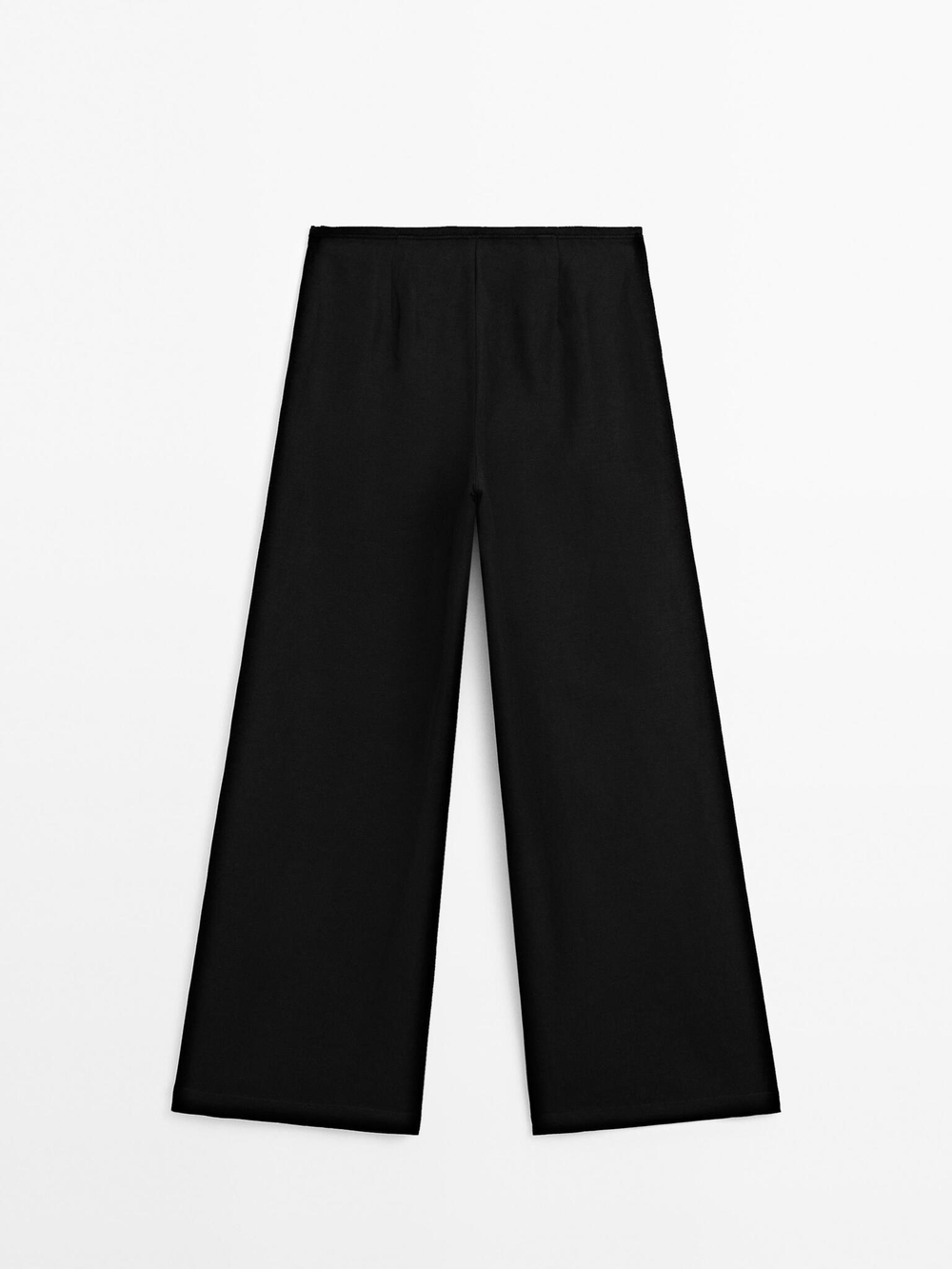 Massimo Dutti Брюки из смесового льна с эластичным поясом, черный