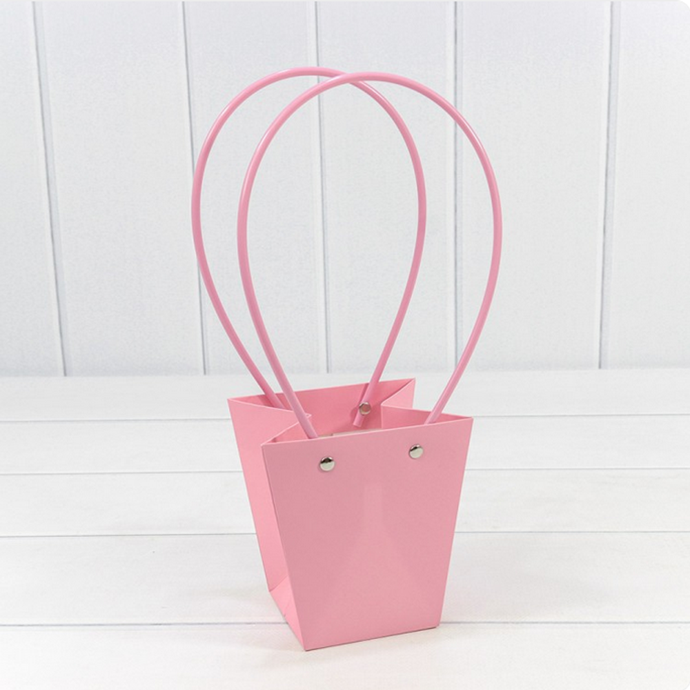 Пакет подарочный 12,5х12х8 Ваза для цветов (Розовый)