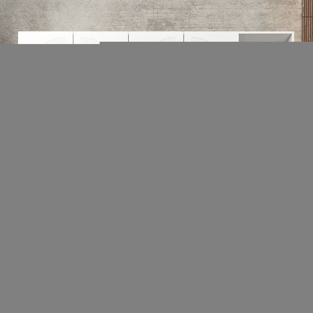 Шкаф Агератум МДФ четырехсекционный с стеллажом в белой эмали - Белый Фасадный 0101  210*60*260