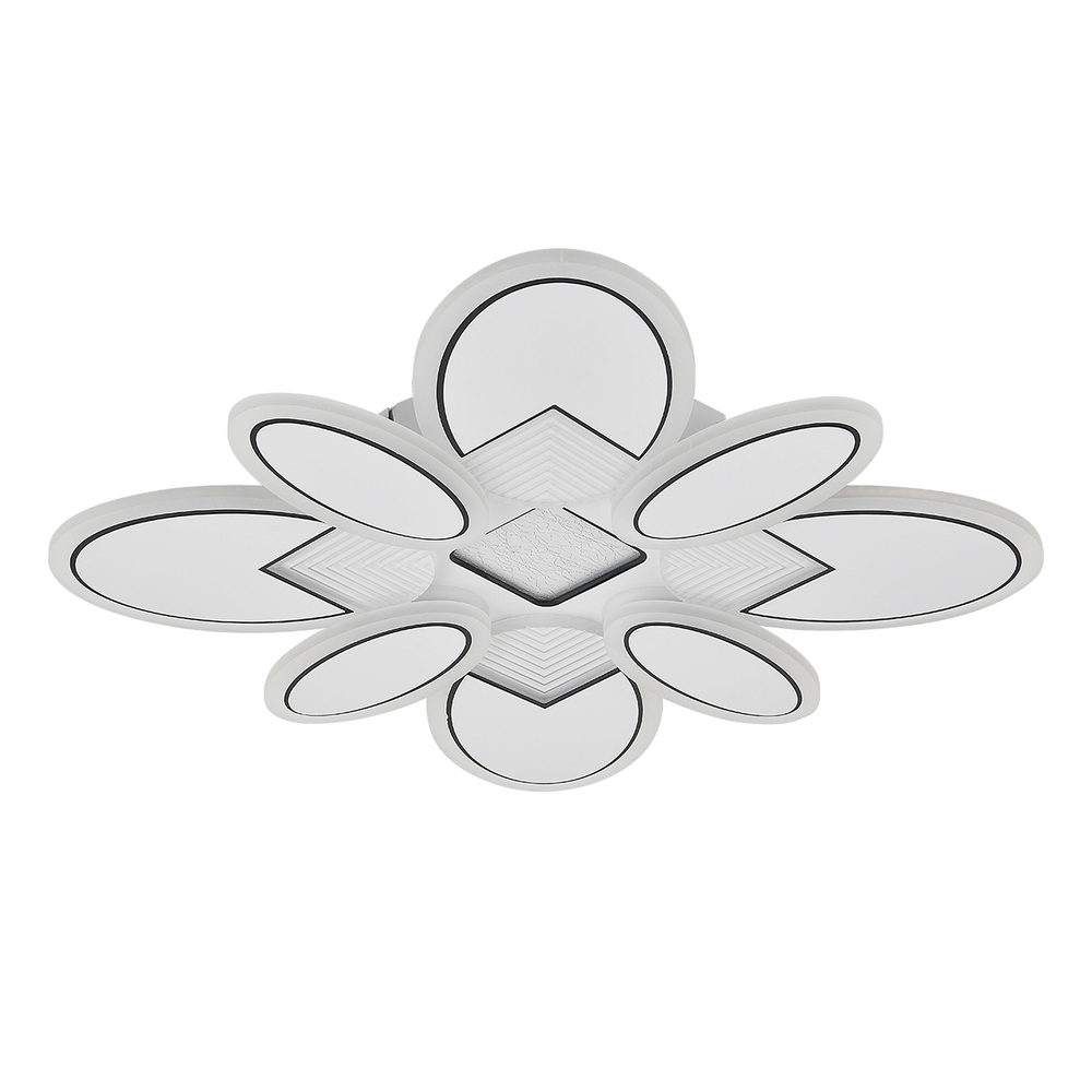 Потолочный светодиодный светильник 85Вт, 6865лм, 3000-6500K, Ra>80, плавная регулировка мощности, изменение цветовой температуры, ночник, пульт, металл/акрил, белый/чёрный