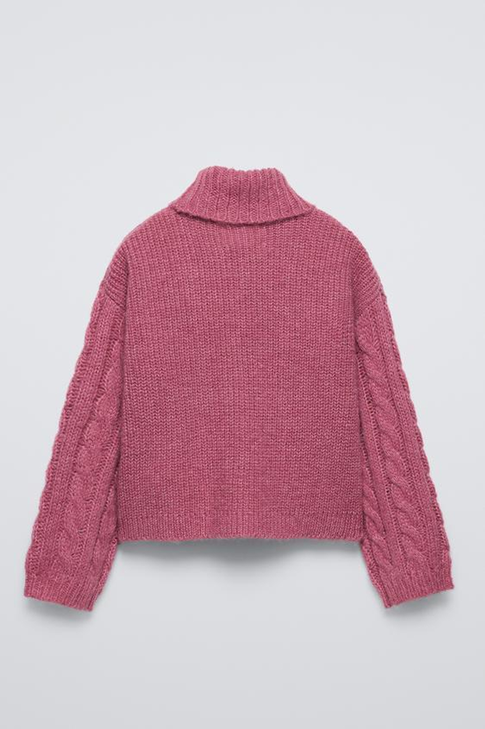 ZARA СВИТЕР С УЗОРОМ «КОСЫ», ПУДРОВО-РОЗОВЫЙ