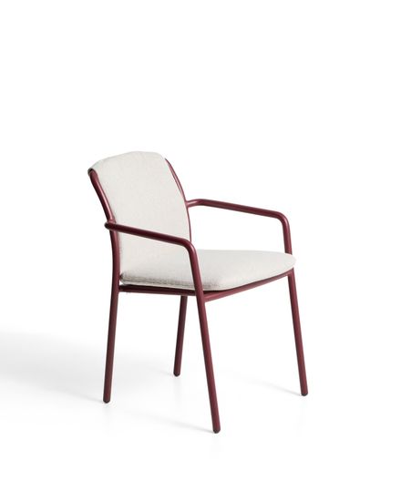 Уличный стул Linosa из бордового алюминия с бежевой подушкой