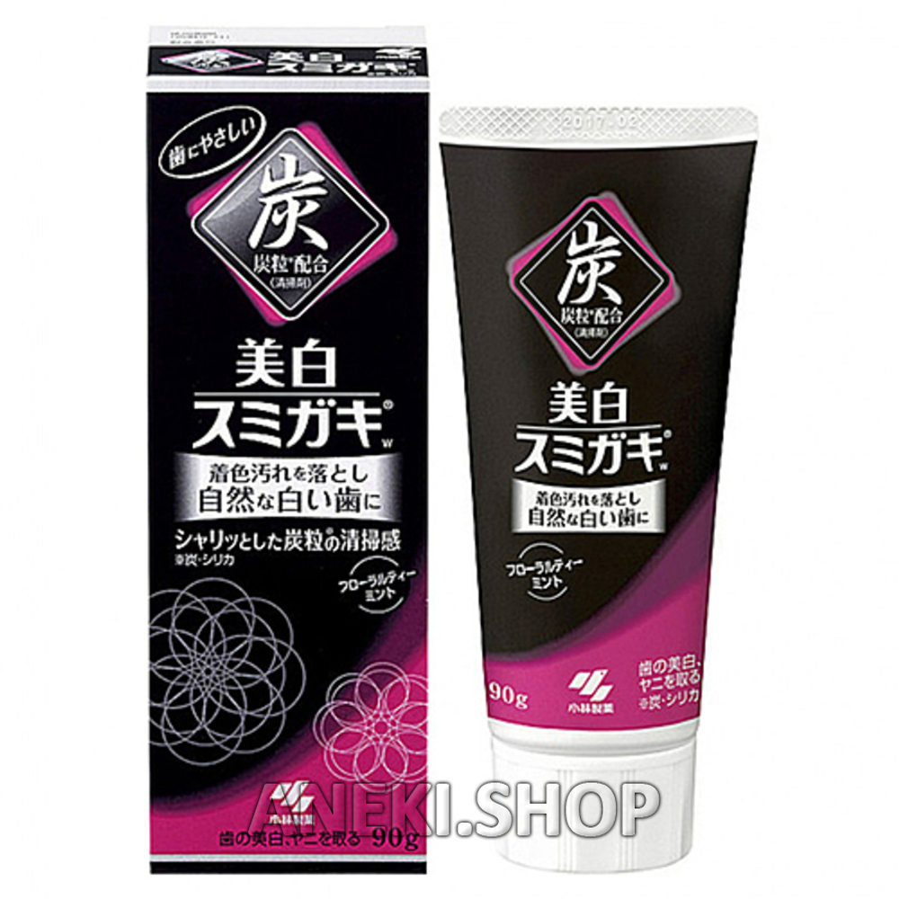 Зубная паста с углем и ароматом цветочного чая 90 г Kobayashi Whitening toothpaste with charcoal