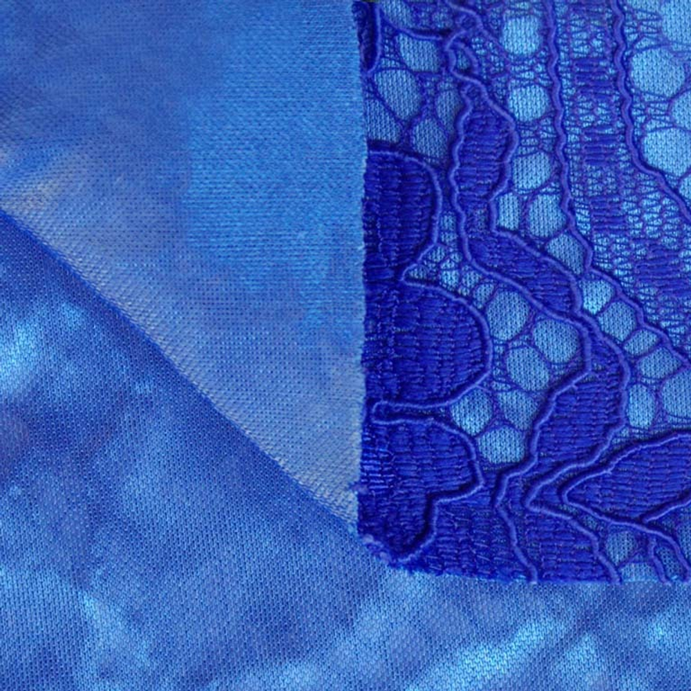 Ткань Кружево корд на трикотажной основе, 240 гр/м2, 150 см, электрик