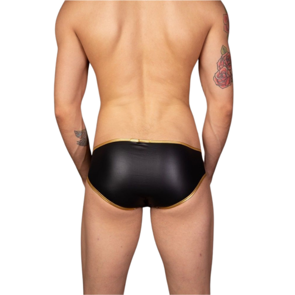 Мужские трусы слипы черные с золотистой окантовкой Cosmos Colors MR40_BG
