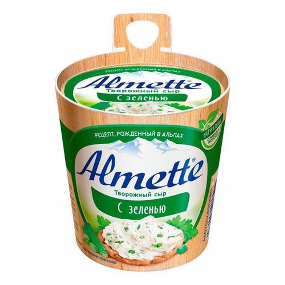 Сыр творожный Альметте, с зелень, 150 гр