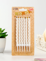 Свечи для торта "Жемчужины" перламутр с держателями (6 шт/уп.)