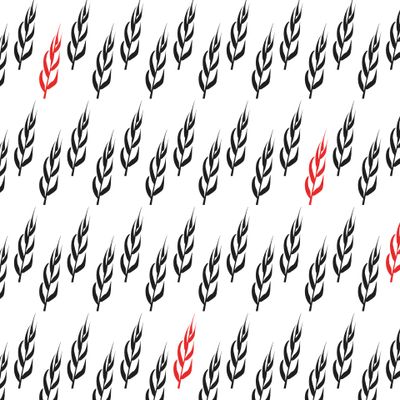 Buy fabric watercolor spikelets white black