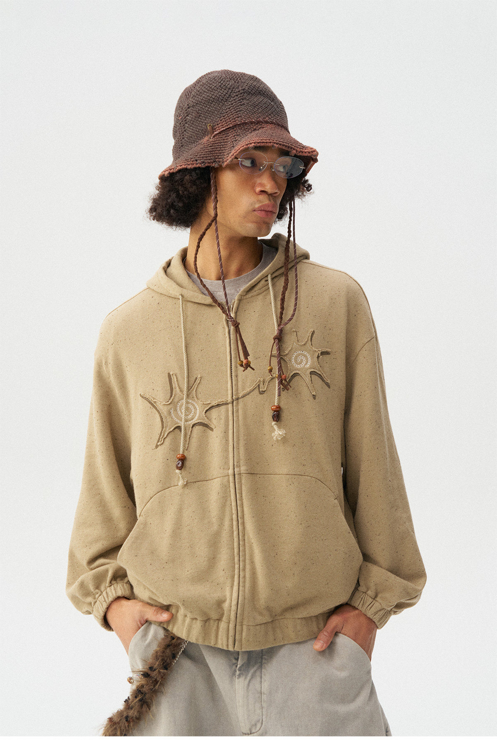 Худи Nothomme Monterest vintage variegated textured curved silhouette hooded