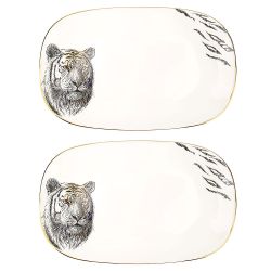 Блюдо сервировочное (с элементами золота) "Саванна/Тигр" 30*19*3см. (min6) (транспортная упаковка)