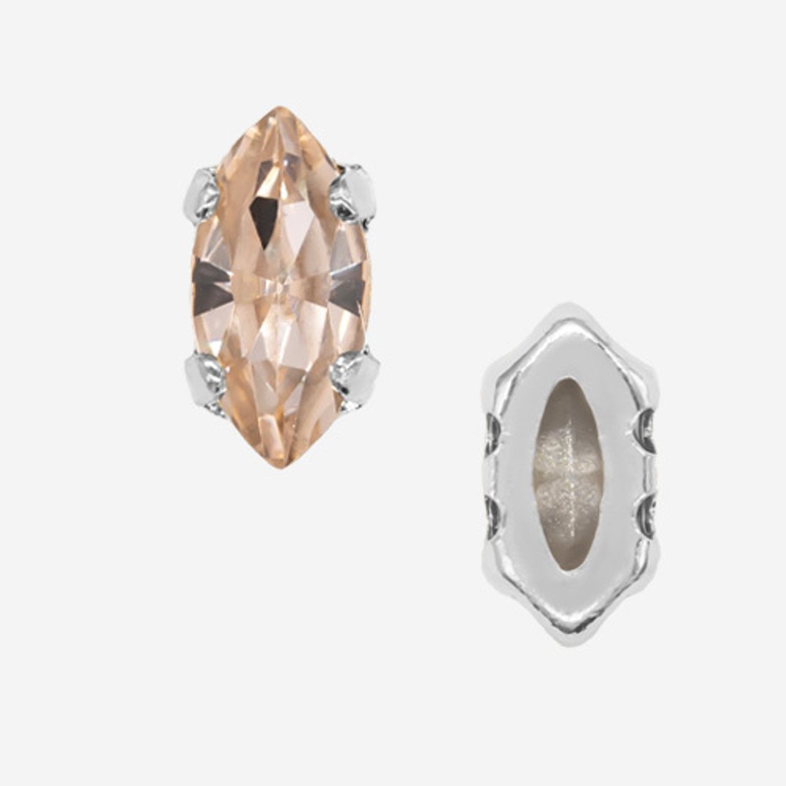 Кристалл Маркиз (Marquise Fancy Stone) в цапах, оттенок "Light Peach", 8*4мм, родирование