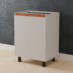 Кухонный модуль напольный под мойку 60 см Валенсия без столешницы, с дубовой панелью, на ножках / белый, массив дуба