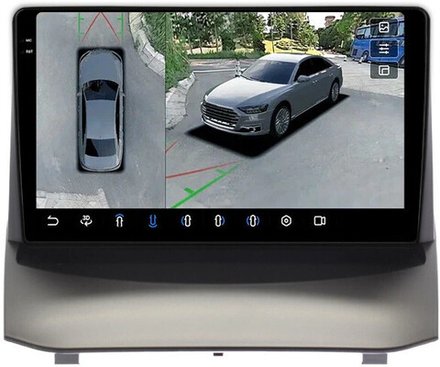 Магнитола для Ford Fiesta MK6 2012-2018 (голубой БК, рамка тип 1) - FarCar BX3250M-360 на Android 13, 2K QLED, 6Гб+128Гб, CarPlay, 4G SIM-слот, 4 камеры в комплекте