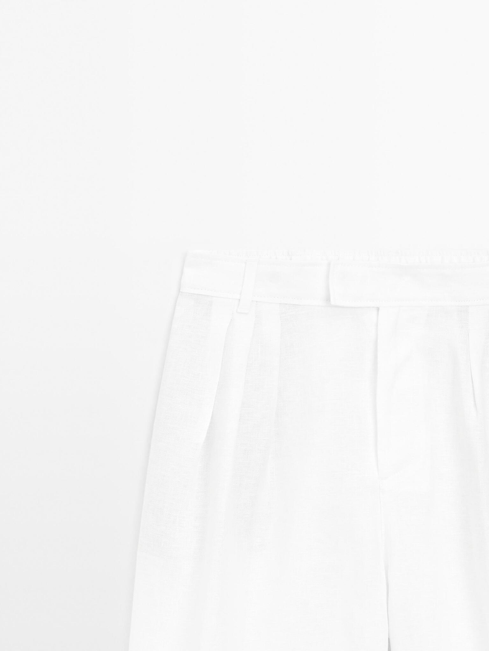 Massimo Dutti Брюки из 100% льна с тремя защипами, белый