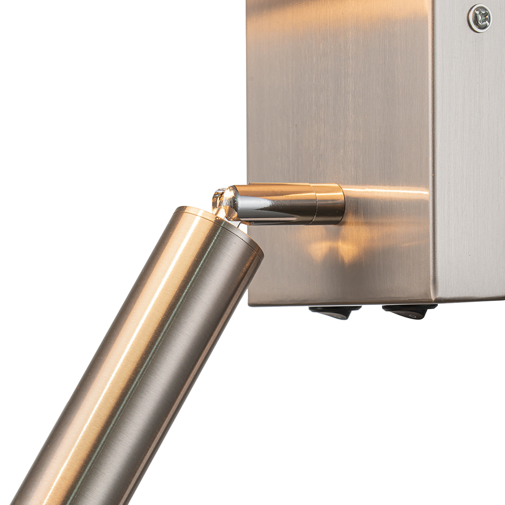 Настенный светильник 1x40Вт E14, 1x2Вт LED, 195лм, 4000K, металл/ткань, хром/белый