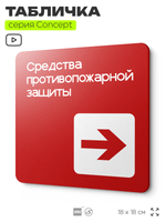 Табличка Средства противопожарной защиты, на дверь и стену, навигационная и информационная, серия CONCEPT, 18х18 см, Айдентика Технолоджи