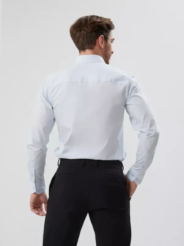 Рубашка на невысокий рост LOW SLIM FIT с длинным рукавом, светло-голубая