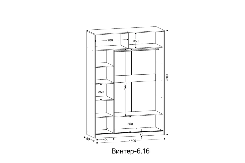 Шкаф-купе Винтер 6.16 — вместительная система хранения для спальни