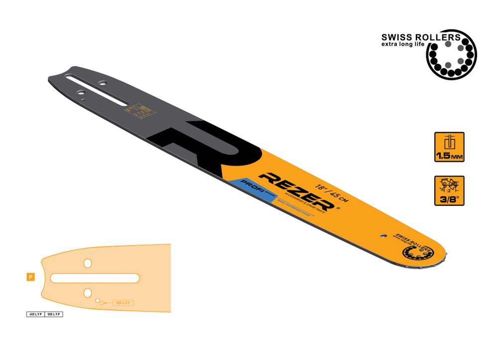 Rezer Profi 455 L 9 P Сварная многослойная направляющая шина для цепных пил